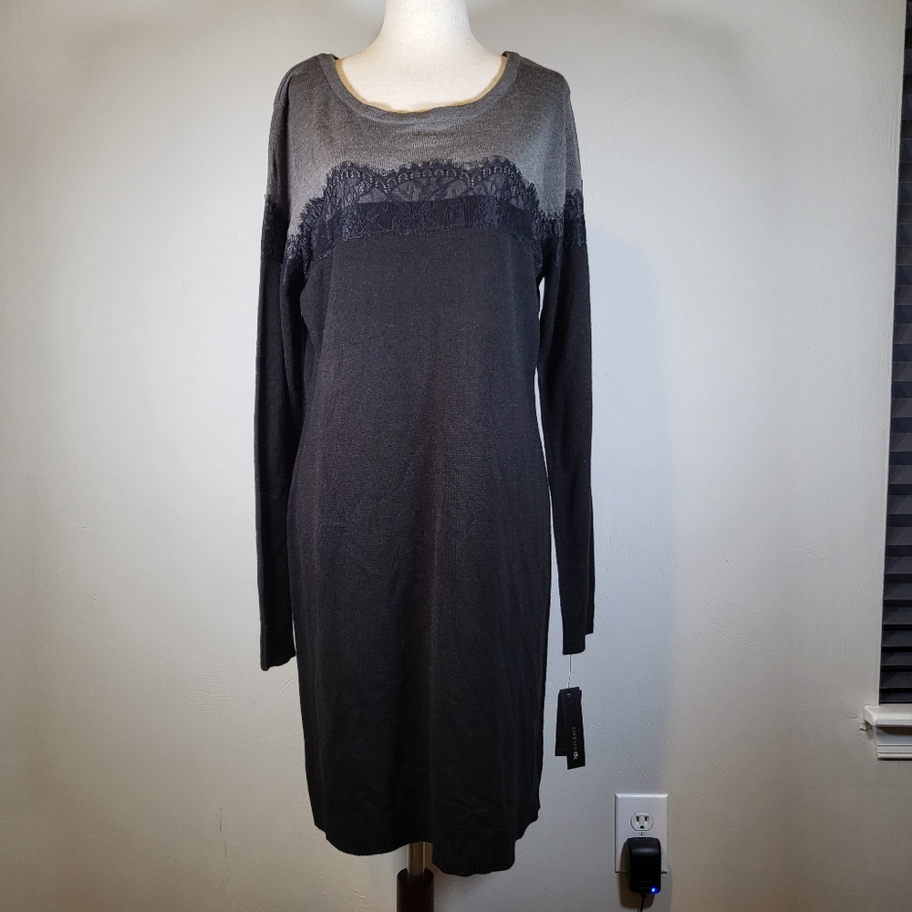 AB Studio Black and Gray Sweater Dress Size XL